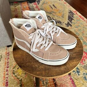 Vans Pink and White High-Top Sneakers